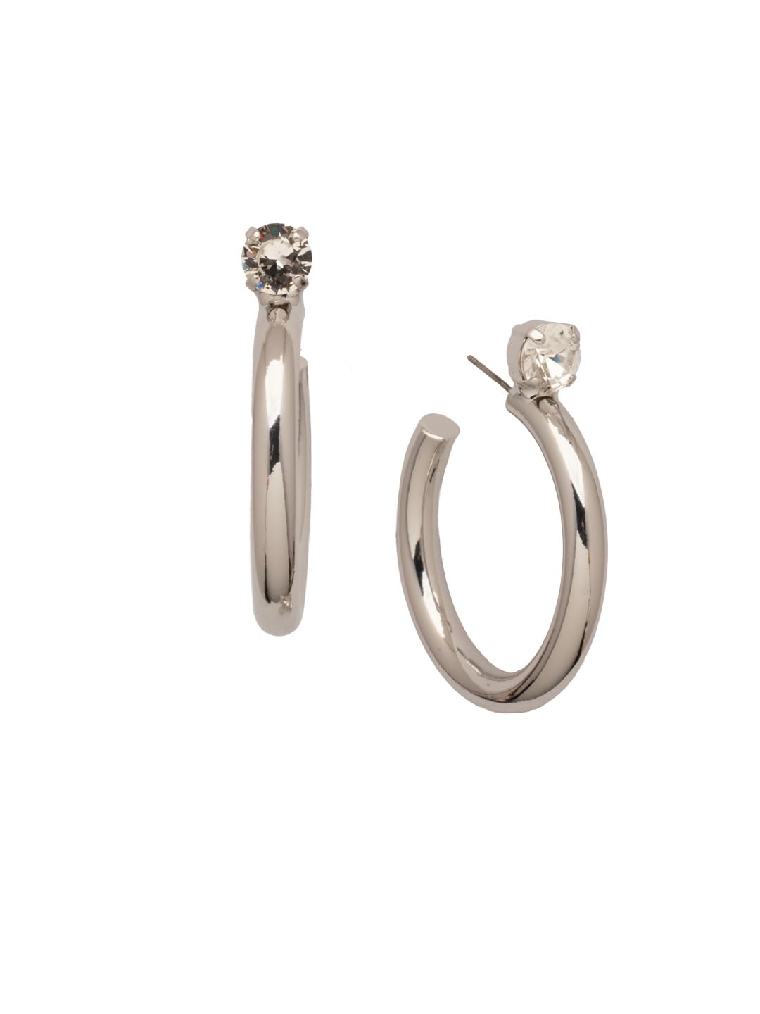 Sorrelli Keeley Studded Hoop Earrings – Crystal-Embellished Hoops with Sleek Metal Finish and Post Back
