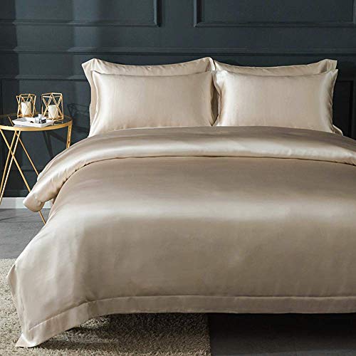 Orose 4Pcs 22MM Silk Sheets Set Queen Size 100% Mulberry Silk Bed Set,Seamless,Thick,Deep Pocket-Bright Coffee