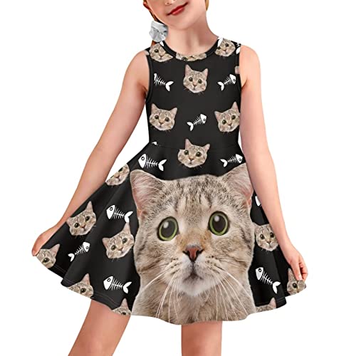 Modysero Print Girls Twirly Swing Tank Sundress Causal High Waist A Line Skater Dress for 3-16 Years Old3