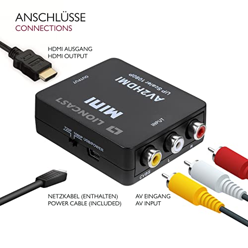 Upscaler Lioncast RCA auf HDMI Adapter für AV zu HDMI Konvertierung