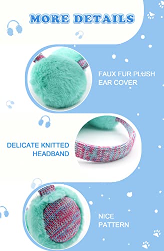 Raoexi Winter Ear Muffs For Kids Warm Furry Knit Girls Earmuffs Boys Baby Plush Toddler Ear Warmers Outdoor Ear Covers(Aquagreen) #TOP2