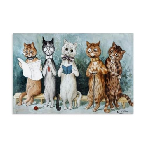 Impression sur toile Louis Wain chat tableau moderne chambre adulte 40x60cm