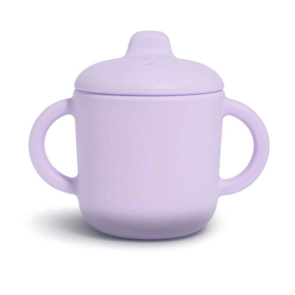 6 Months+ Sippy Cups with Handles,Small Silicone Sippy Cups Leak Proof 5oz,No Spill Sippy cups for Toddlers (Soft Lilac)