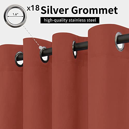 Image of Easy-Going Outdoor Curtains for Patio 1 Panel, 150x84 inch, Terra Red | Waterproof, Windproof, Weatherproof Privacy Outdoor Curtains for Cabanas Porches and Pergolas, Grommet Top and Tab Bottom