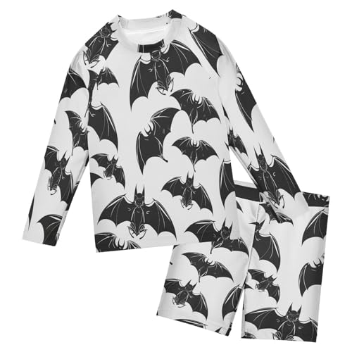 Flying Bat Boys Swimsuit Rash Guard Toddler Kids Long Sleeve Swim Shirt and Trunks Swimwear Set 3-10Y