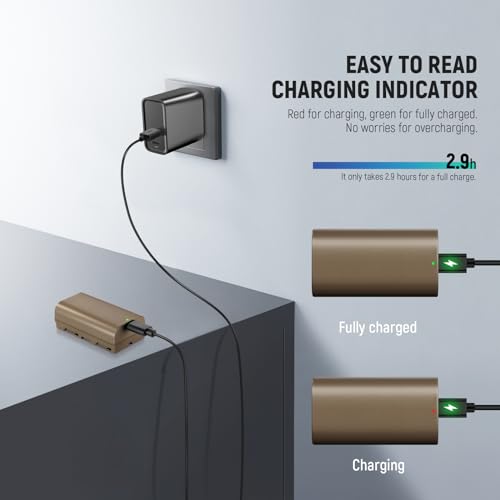 Image of NEEWER NP-F550 3500mAh Replacement Battery, 2.9Hrs Full Charge Time with USB Type C Port /Cable, Rechargeable Camera Camcorder Video Light Monitor Battery for Sony NP-F550 F750 F950 F970