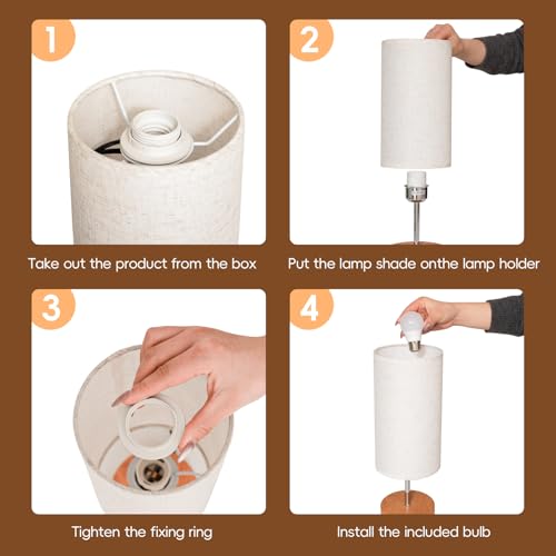 Bedside Lamps Touch Control, 3-Way Dimmable Touch Lamps Bedside Bedroom Lamp, Table Lamp for Living Room Bedroom, Bedside Light with Linen Fabric Shade, for Study, Office (Bulb Included) - Image 6