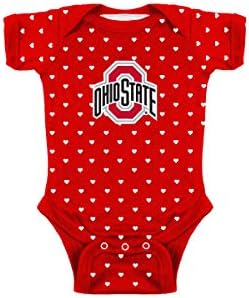 Two Feet Ahead Ohio State Buckeyes Hearts Baby onesie Bodysuit Creeper Baby Girl Clothes for Newborn Infants (12 Months, Ohio State Buckeyes)