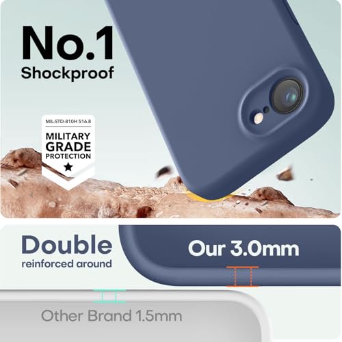 Image of LOVE 3000 Designed for iPhone 16e /17e Case, Premium Silicone with [Soft Anti-Scratch Microfiber Lining] Shockproof Protective Phone Case for Men Women Girls 6.1 inch, Navy Blue