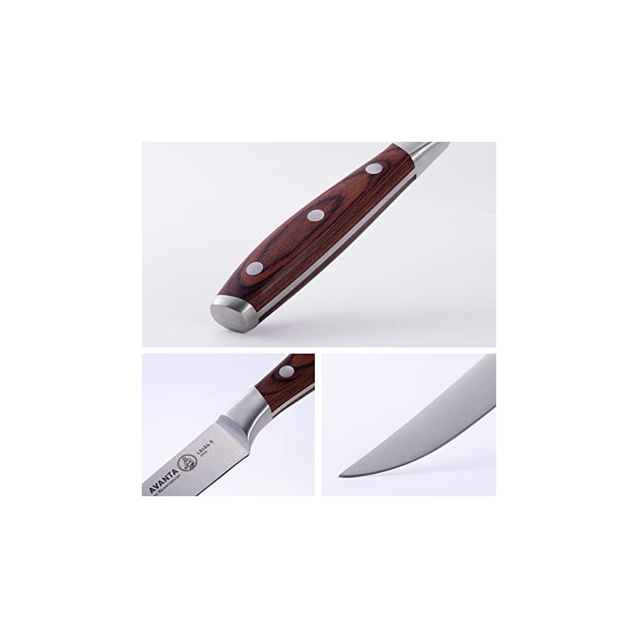 Messermeister-Avanta-5-Fine-Edge-Steak-Knife-Set-German-X50-Stainless-Steel-Rust-Resistant-Easy-to-Maintain-Includes-4-Steak-Knives Messermeister Avanta 5” Fine Edge Steak Knife Set - German X50 Stainless Steel - Rust Resistant & Easy to Maintain - Includes 4 Steak Knives
