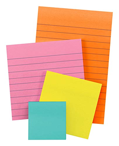 Post-it Super Sticky Notes, 2x Sticking Power, Assorted Sizes, Miami Collection, 4 Pads per Pack, 45 Sheets per Pad (4622-SSMIA)