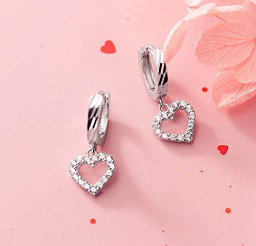 SLUYNZ Solid 925 Sterling Silver Small CZ Heart Earrings Hoop for Women Teens Sweet Love Heart Hoop Earrings Huggie4