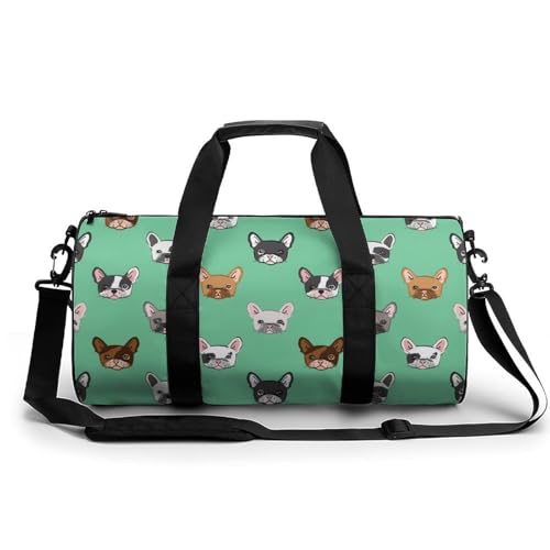 Sac week-end bouledogue dessin animé léger et robuste de 45x23x23cm