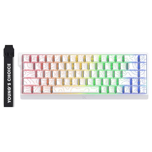 Image of MCHOSE ACE 68 60% Mechanical Gaming Keyboard Wired Rapid Trigger Hall Effect Keyboard Magnetic Switch Adjustable Actuation 8000Hz Polling Rate Custom RGB MAC Laptop(White Topographic TTC Dragon Lord)