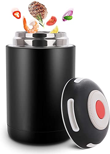 WayEee Boîte Alimentaire Isotherme Récipient Alimentaire Isotherme Repas Chaud 460 ML sous Vide en Acier Inoxydable Gamelle Isotherme à Double Couche pour Ecole Bureau Camping (NOIR) Cover