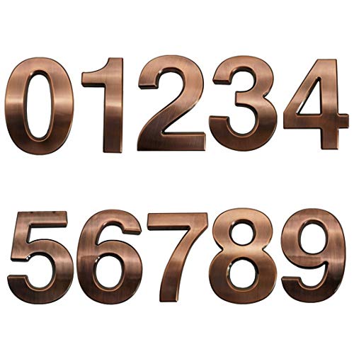HopeWan 4 Inch Mailbox Numbers, Self Adhesive House Numbers for Front Door, Floor, Street Address, Bronze Plating.(4