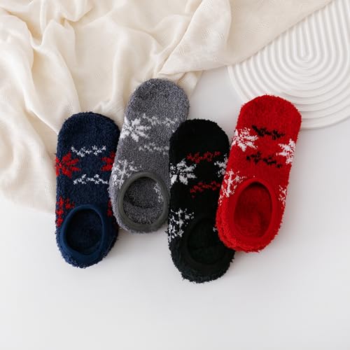 Image of SKOLA Cozy Winter Fuzzy Women Socks Grip Slippers Fluffy House Non Skid Microfiber Socks