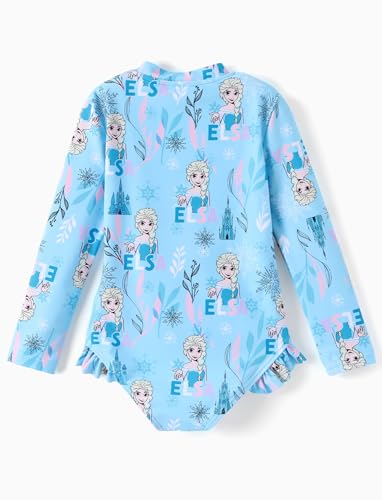 Image of Disney Frozen Stitch Princess Minnie Mouse Girls Swimsuit Long Sleeve Rashguard UPF 50 One Piece Bathing Suit Size 3M-13Y