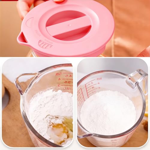 Jarra medidora de vidrio con tapa 2 CUP rosa miniatura 4