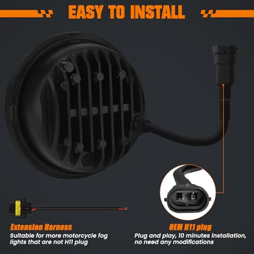 Image of 4.5 inch Motorcycle fog Lights 2PCS, Round LED Fog Lamps for Motorcycle Harley Davidson Accessories Electra Street Glide Heritage Softail Classic Road King