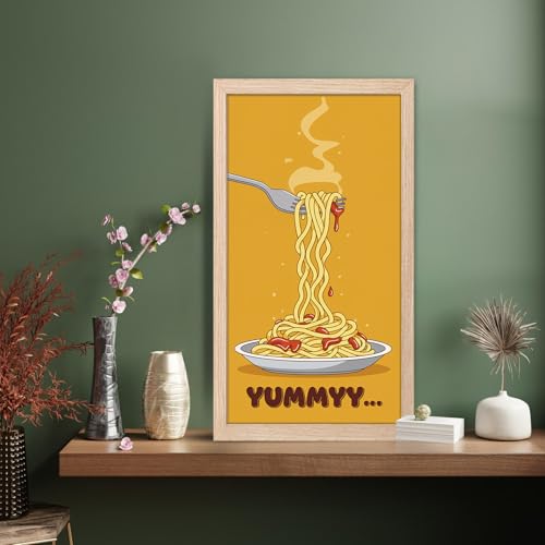 Image of NoWorries Wall art framed painting food posters for cafe decor (Synthetic wood frame) inch300 GSM premium art HD prints inch Wall painting for Home & Kitchen Decor (Pattern illustration)( Set of 1, Framed Painting) (NATURAL, ART-1, 10X19INCHES)