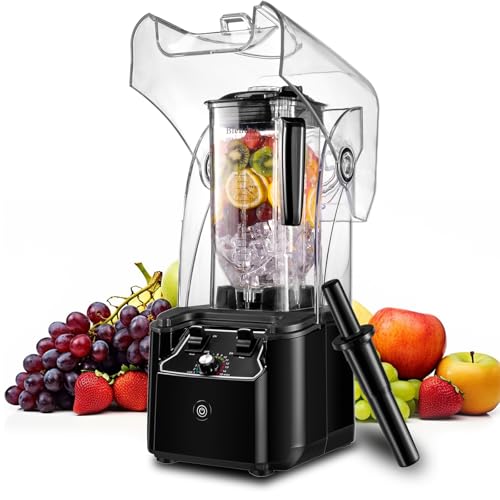 Comparison: Best Quiet Blender For Smoothies 8 Commercial Blender for Smoothies With Quiet Shield, 2.5HP Motor, Stainless Steel Blade, 80oz Pitcher for Shakes, Smoothies, Ice Crushing, Frozen Drinks, 15 Speeds, Self-Cleaning, Black