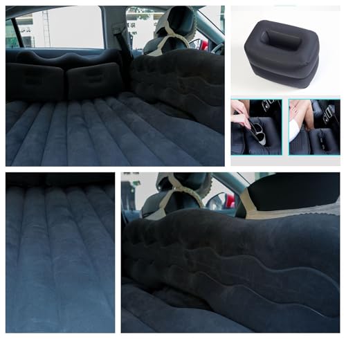 Onirii Inflatable Car Air Mattress Back Seat Bed,Thickened Car Travel Camping Air Mattress with Air Pump,Blow Up Bed Portable Car Sleeping Mattress for Car Universal SUV