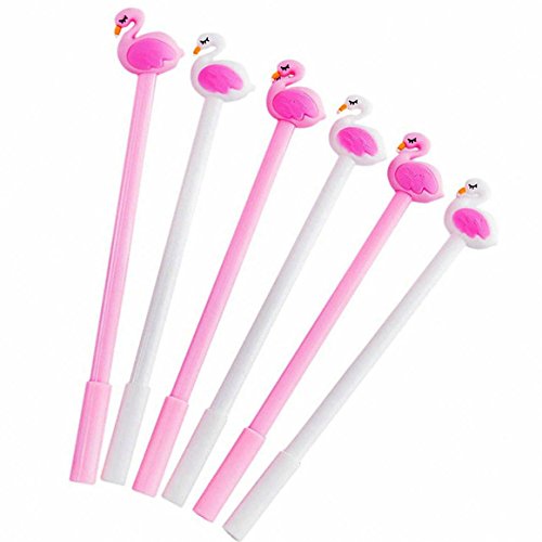 6 bolígrafos gel negro forma cisne kawaii pack