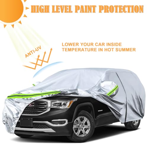 Waterproof Car Covers Replace for 2017-2025 GMC Acadia, 6 Layers Silver All Weather Custom-fit Car Cover with Zipper Door & Windproof Bands for Snow Rain Dust Hail Protection by sportuli - Image 6