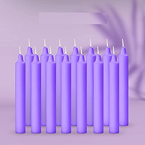 Image of AuraDecor Pack of 14 Paraffin Wax Stick Candles | Especially Meant for Healing, Chakras, Ritual Candles, Decoration, Lighting, Home Decor | Burning Time 3 to 4 Hours Each (Purple)