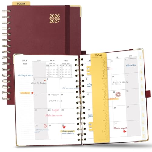 POPRUN 2026-2027 Monthly Planner, 18 Month Calendar (July 2026-Dec 2027), 6.25" x 8.5" A5 Spiral Hardcover Organizer with Dotted Note Pages, Professional Appointment Book for Business Office