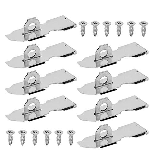 Image of Stainless Steel Padlock Hasp 5.04 inch Length Hasp Staple Padlock Latch with Screws for Furniture Window Cabinet Drawer Closet Silver Tone 16pcs