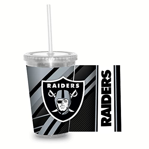 Image of Rico Industries NFL Football 16oz Clear Tumbler W /Straw for NFL Fans