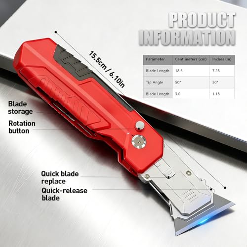 Image of 2-in-1 Utility Knife Scraper,Folding Razor Blade Scraper Tool, Zinc Alloy Body with SK2 Carbon Steel Blades,Built-In Blade Storage for Home Office and DIY