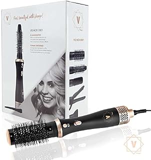 Venga! 5-in-1 Hot Air Styler for Hair Drying, Curling, Straightening, Volumising, Enhancing, Styling and Brushing, 5 Accessories, 6 Hair Clips, Black/Gold, 600 W, VG HCR 3001 BS