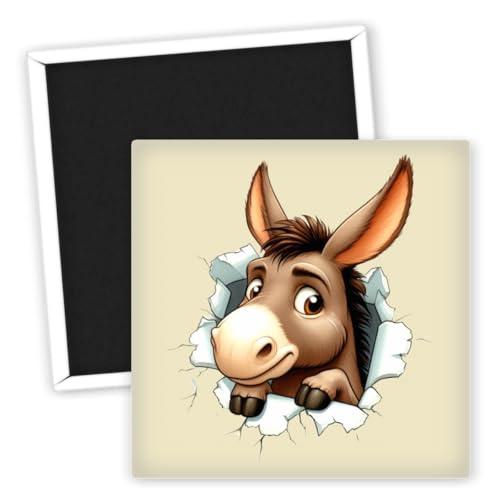 Esel Motiv Kühlschrankmagnet - fröhliche Wanddeko Tiere - lustige Tiermagnete - kreative Kühlschrankmagnete - originelle Tiergeschenke - Esel Deko für Tierliebhaber
