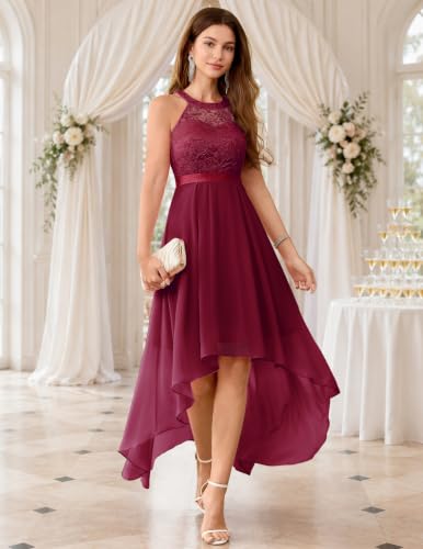 Image of Wedtrend Women's Semi Formal Dresses Halter Bridesmaid Dresses Wedding Guest Dress High Low Prom Dress
