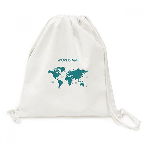 Toile Drawstring Backpack à motif silhouette des continents noir