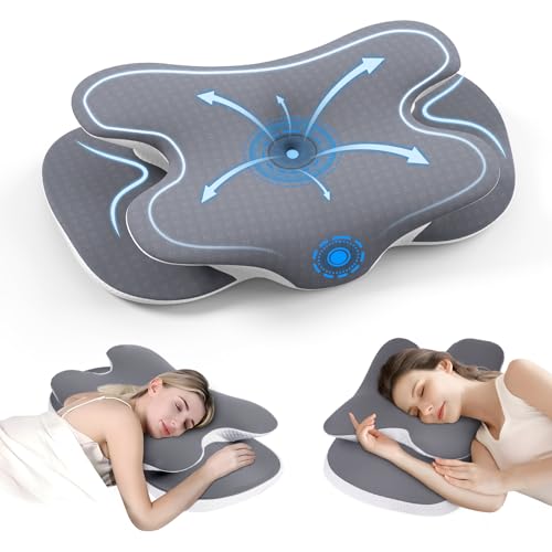 10% off - JINXIA Memory Foam Pillow, Cervical Pillow for Neck and Shoulder with Breathable Silk Cover, Ergonomic Orthopedic Neck Support Pillow, Back/Side/Stomach Sleeper Pillow for Sleeping, Gray