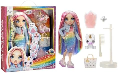 Rainbow High - Modna Lalka z Zestawem Slime i Zwierzątkiem - Sunny (Żółta) - 28 cm Połyskująca Lalka z Zestawem Slime, Magicznym Zwierzątkiem i Akcesoriami - 4-12 Lat