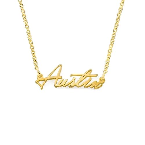 Personalized Choose Your Style Name Necklace - Custom Nameplate Pendant - Dainty Gift for Her, Women - Gift for Mother's Day, Christmas, Birthday (Tiny, Gold Vermeil)