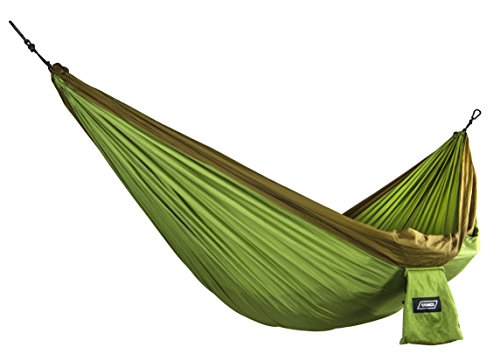 Camco Camping Hammock with Attached Storage Bag - Durable Comfortable Nylon Material, Supports 400 lbs, Perfect for Camping, Hiking, Beaches, Parks, Porches, Patios and Indoors - (Green/Olive) (51240)