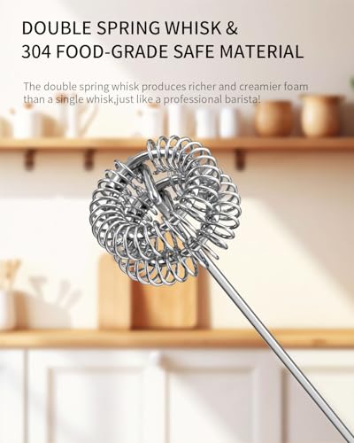 Image of CIRCLE JOY Rechargeable Milk Frother Handheld with Stand, Double Coil Whisk Coffee Frother Wand Drink Mixer for Coffee, Cappuccino, Lattes, Frappe, Matcha and Hot Chocolate, Black