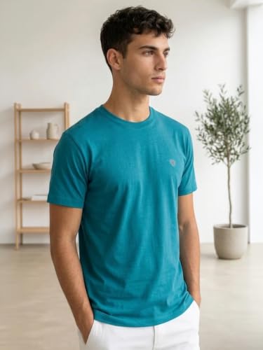 Image of Lux Cozi Men Cotton Half Sleeves Round Neck Regular Fit Casual T-Shirt
