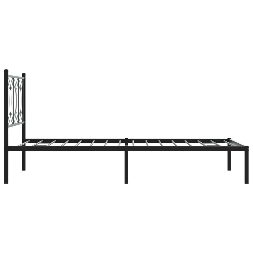 vidaXL Estructura de Cama con cabecero Metal Negro 100x190 cm, armazón de Cama, Cama, Muebles de Dormitorio, Marco de Cama, Cama Individual