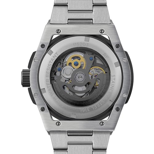 Ingersoll The Springfield 48 mm Automatic Herrenuhr mit schwarzem Skelettziffernblatt und schwarzem Edelstahl Armband – Bild 6