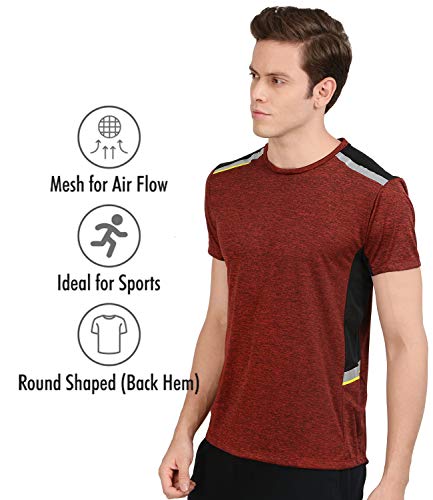 Image of AWG ALL WEATHER GEAR Men's Stylish Polyester Sports Dryfit T-Shirt - Round Neck, Half Sleeves, Light Weight, Branded Comfortable Wear T-Shirts for Men