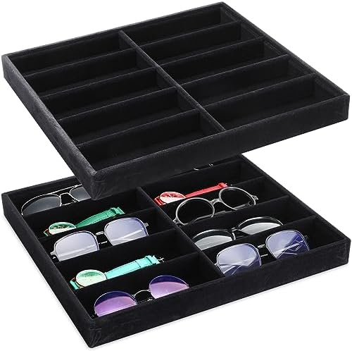 Sunglass Case Lolalet Sunglasses Organizer Tray – 2-Pack Velvet