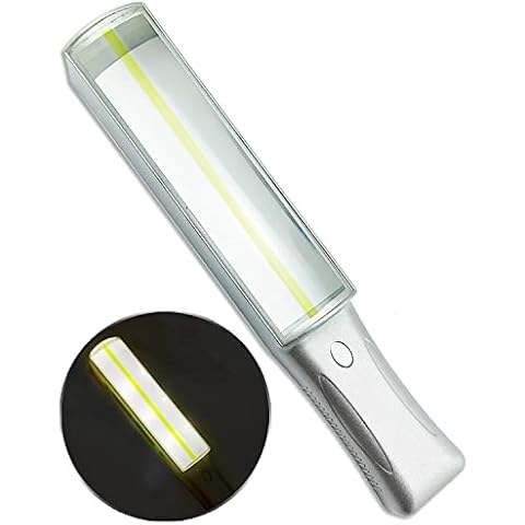 MAGDEPO 4X Lighted Handheld/Hand-Free Bar Magnifier 6 Bright LEDs with Yellow Tracker Line + 2X Stick Bar Magnifier Ideal for Reading Small Prints, Map, Newspaper, Magazine, Low Vision Cover