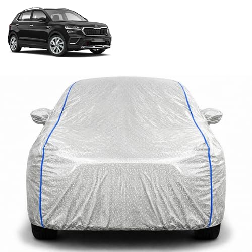 Image of Waterproof Car Cover for Skoda Kushaq | All Weather Protection | UV Resistant & Dustproof | Soft Cotton Lining to Prevent Scratches | Triple Stitched with Mirror Pockets & Elastic Hem